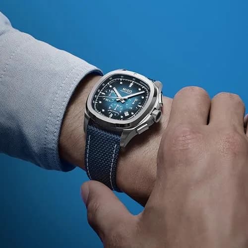 MIDO Multifort TV Chronograph Swiss Automatic Watch for Men | Blue Dial, 41.2x42mm Stainless Steel Case & Bracelet thumbnail 3