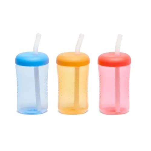 The First Years Squeeze & Sip Straw Cups - 200ml (7 Fl Oz) - 3 Count | Spill-Proof Training for Toddlers 6+ Months thumbnail 1