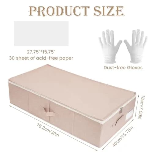 Dawutian Wedding Dress Storage Box, Pink | Professional Preservation & Dust-Free Storage (29.9in x 15.7in x 7in) thumbnail 2
