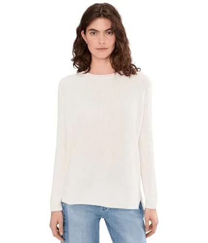 525 America Womens Emma Crew Neck Shaker Sweater Chalk XL | Classic Cotton Knit thumbnail 1