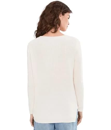525 America Womens Emma Crew Neck Shaker Sweater Chalk XL | Classic Cotton Knit thumbnail 4
