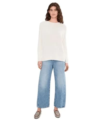525 America Womens Emma Crew Neck Shaker Sweater Chalk XL | Classic Cotton Knit thumbnail 2