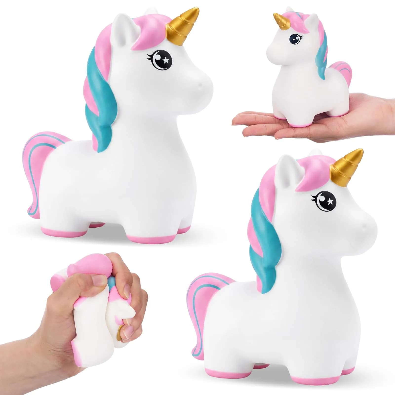 Hungdao Unicorn Foam Ball Slow Rebound PU Squeeze Toy 156 g (5.5 oz) Pack of 2 | Non-Toxic Sensory Toy for Kids — Mixed Color / Unicorn