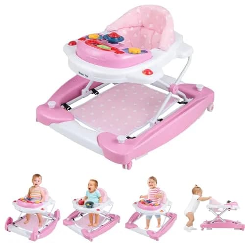 HONEY JOY Baby Walker 6-in-1 Foldable Infant Activity Walker with Wheels, Adjustable Heights, Music & Lights, for 7-14 Months thumbnail 1