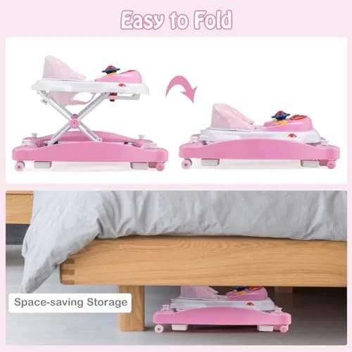 HONEY JOY Baby Walker 6-in-1 Foldable Infant Activity Walker with Wheels, Adjustable Heights, Music & Lights, for 7-14 Months thumbnail 7