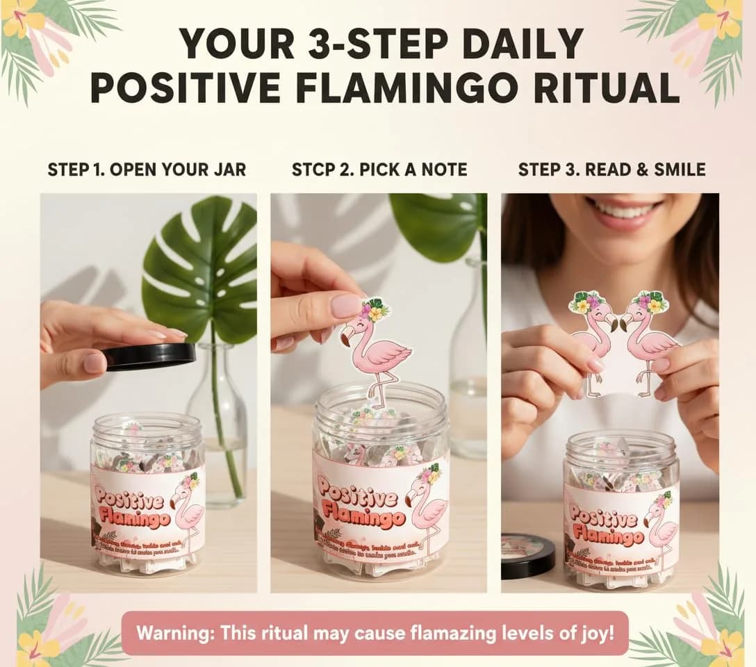 DEARMINE Positive Flamingo Jar | 60 Daily Affirmation Cards for Women & Friends - view 3