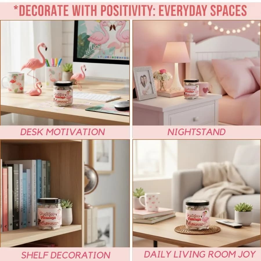 DEARMINE Positive Flamingo Jar | 60 Daily Affirmation Cards for Women & Friends - view 6