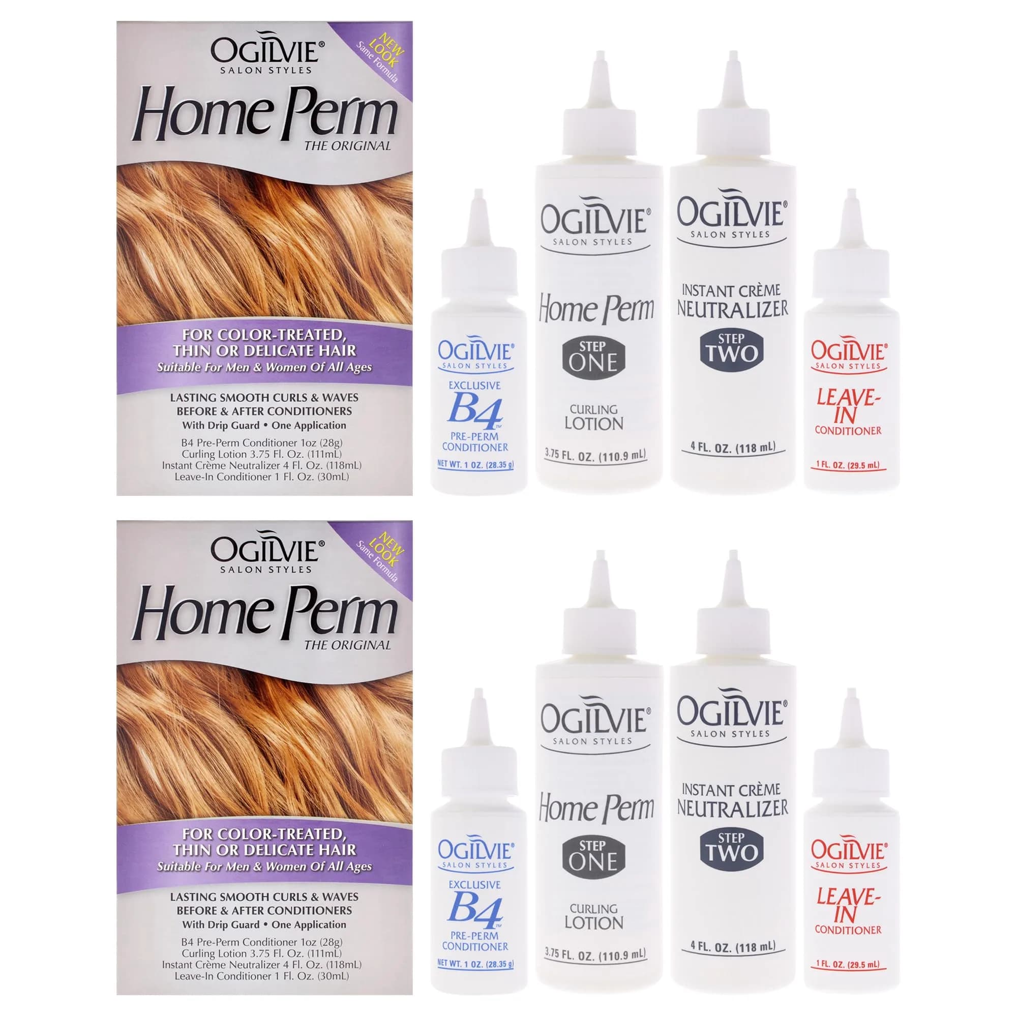 OGILVIE Hair Perm Kit for Men & Women | Lasting Smooth Curls & Waves, Color Safe, Drip Guard, 2 Pc