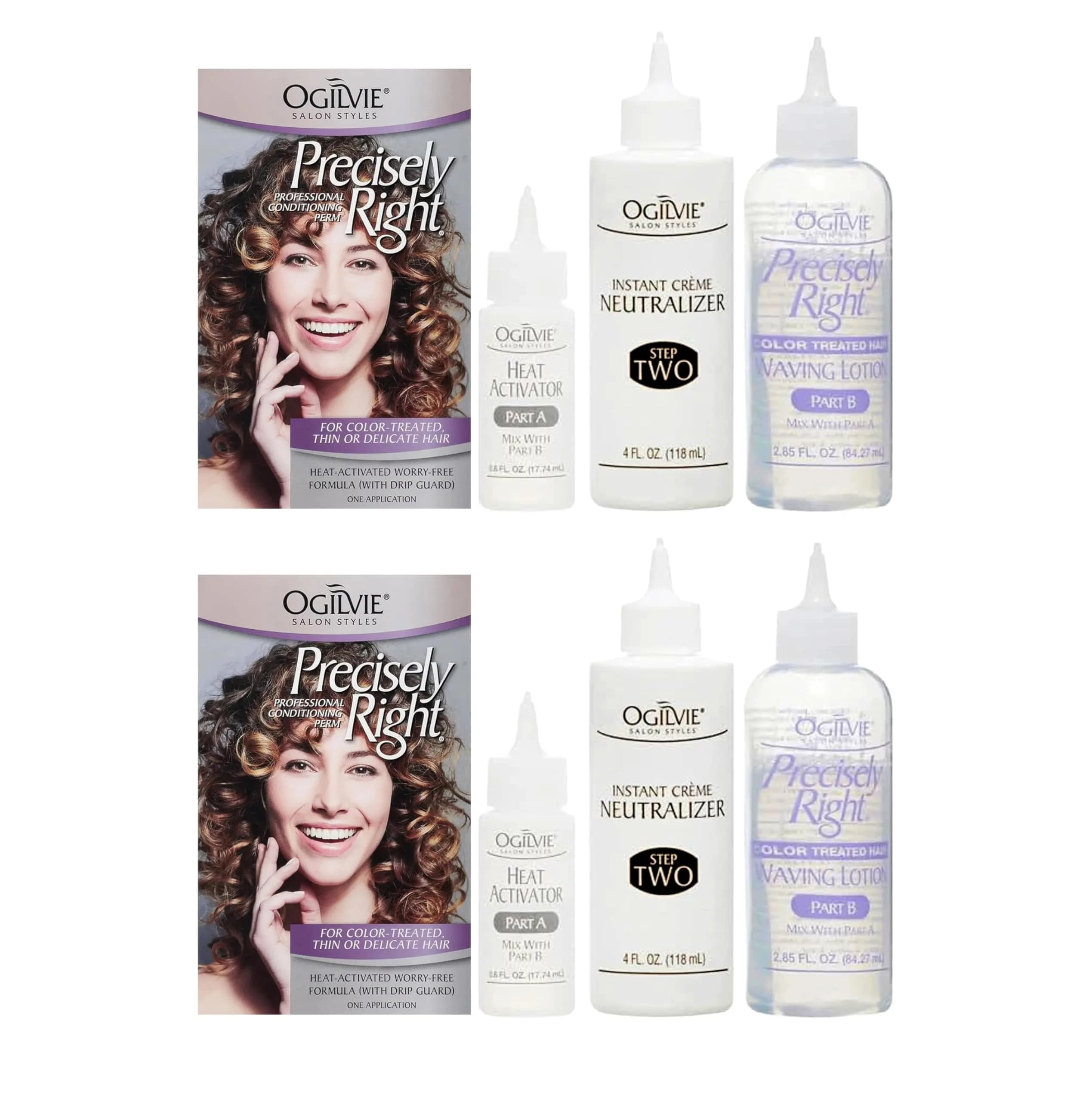 OGILVIE Precisely Right Professional Conditioning Perm Kit for Men & Women | Color-Treated, Thin, Delicate Hair | Heat-Activated, Drip Guard (100-120c)