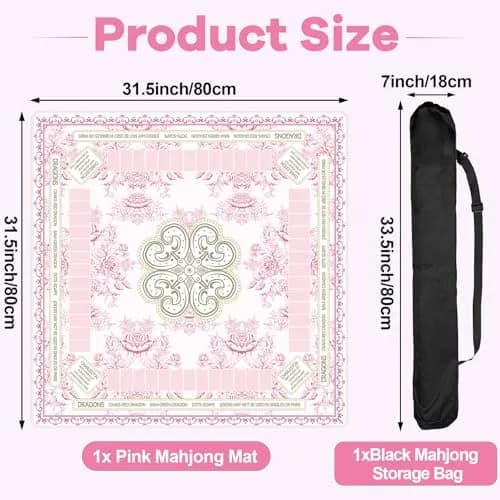 party greeting Chinoiserie Mahjong Mat 31.5 x 31.5 Inches | Anti Slip & Noise Reduction (70-120 chars) thumbnail 2