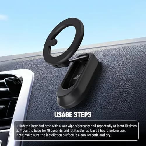 NEEWER Magnetic Phone Holder for Car, Dual Sided Magnet Cell Phone Mount Compatible with MagSafe iPhone, Car Stand Accessories for Dash Windshield Navigation Glass Gym Video Recording (82x60x23mm) thumbnail 6