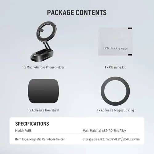 NEEWER Magnetic Phone Holder for Car, Dual Sided Magnet Cell Phone Mount Compatible with MagSafe iPhone, Car Stand Accessories for Dash Windshield Navigation Glass Gym Video Recording (82x60x23mm) thumbnail 8