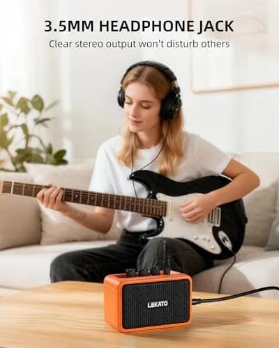 LEKATO AG-04 Mini Guitar Amplifier 5W (Orange) | Portable Bluetooth Amp for Practice & Travel thumbnail 5