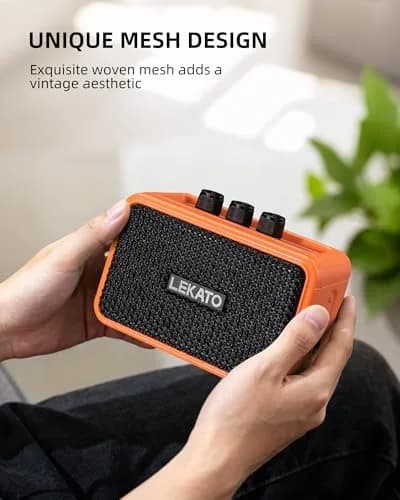 LEKATO AG-04 Mini Guitar Amplifier 5W (Orange) | Portable Bluetooth Amp for Practice & Travel thumbnail 6