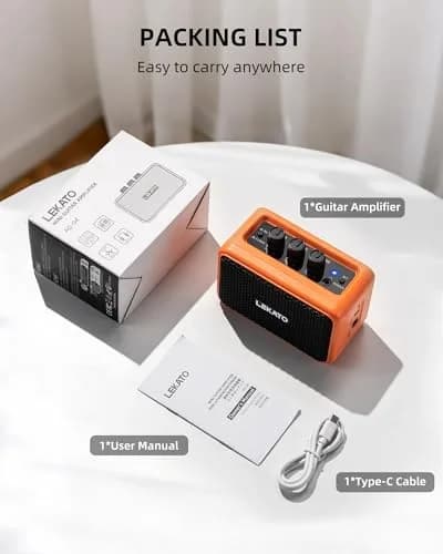 LEKATO AG-04 Mini Guitar Amplifier 5W (Orange) | Portable Bluetooth Amp for Practice & Travel thumbnail 8