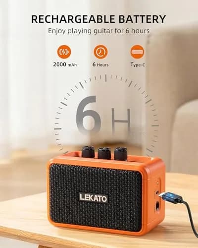 LEKATO AG-04 Mini Guitar Amplifier 5W (Orange) | Portable Bluetooth Amp for Practice & Travel thumbnail 3