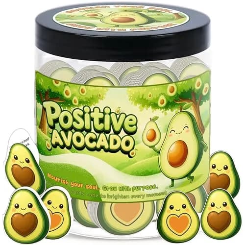 DEARMINE Positive Avocado Jar with 60 Daily Affirmation Cards, Emotional Support Avocado Decor, Gift for Women and Teens, Inspirational Mental Health Jar (Pack of 1) - main product image
