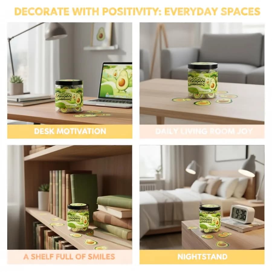 DEARMINE Positive Avocado Jar with 60 Daily Affirmation Cards, Emotional Support Avocado Decor, Gift for Women and Teens, Inspirational Mental Health Jar (Pack of 1) - view 6