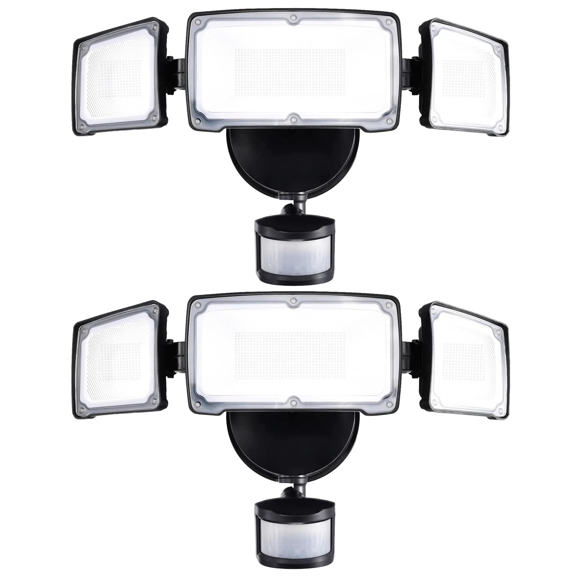 AWSENS 3 Head LED Security Light with Motion Sensor, 3800LM 40W 5000K White | ETL Water Resistant Outdoor Floodlight for Garage, Yard, Porch — Black