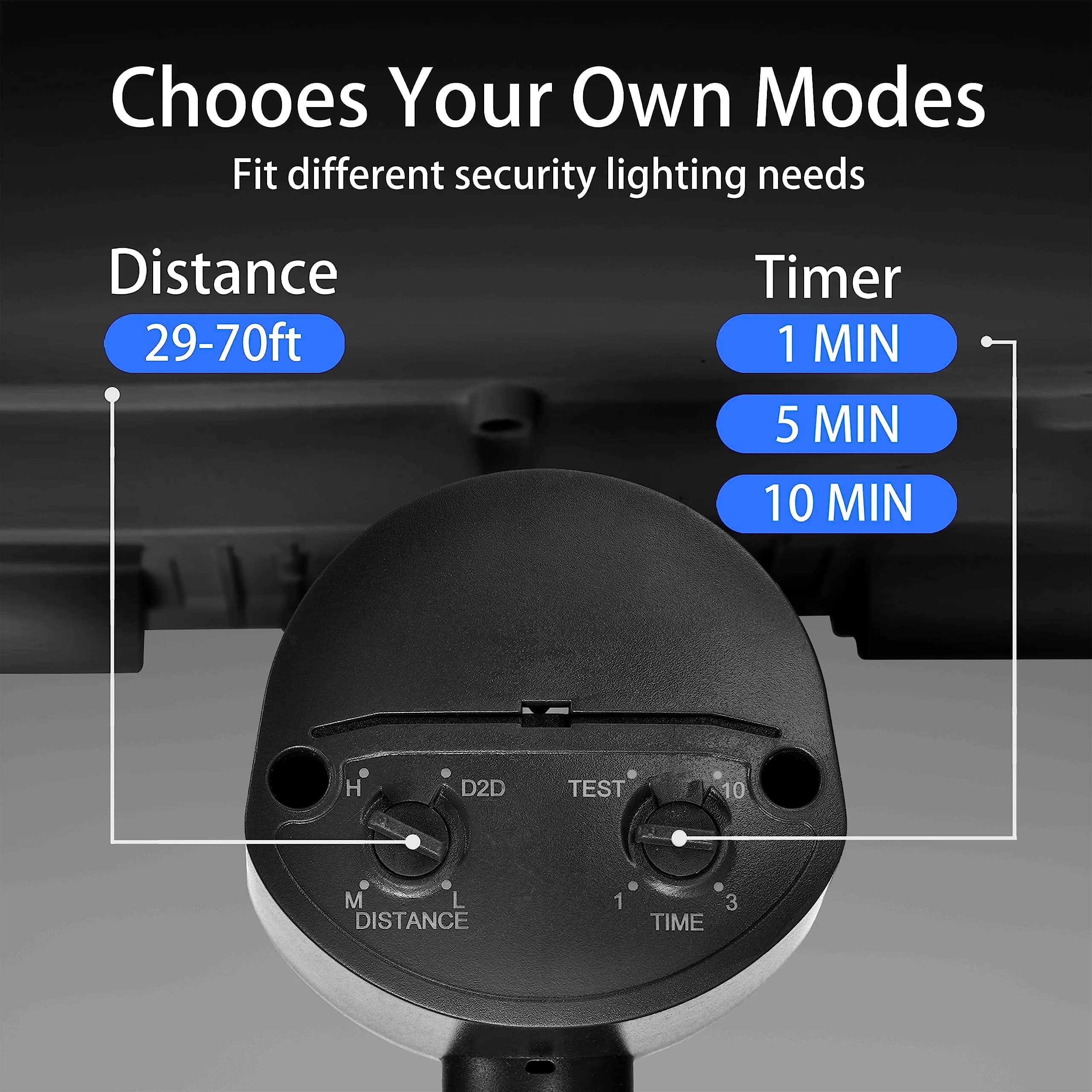 AWSENS Upgraded 3 Head LED Security Lights with Motion Sensor, 3800LM 40W 5000K Daylight White, 2-Pack Black | ETL Water Resistant Outdoor Floodlight - view 5
