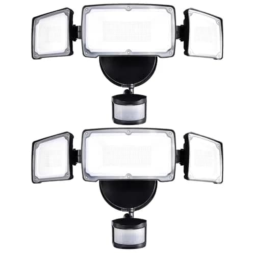 AWSENS Upgraded 3 Head LED Security Lights with Motion Sensor, 3800LM 40W 5000K Daylight White, 2-Pack Black | ETL Water Resistant Outdoor Floodlight thumbnail 1
