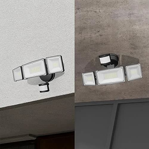 AWSENS Upgraded 3 Head LED Security Lights with Motion Sensor, 3800LM 40W 5000K Daylight White, 2-Pack Black | ETL Water Resistant Outdoor Floodlight thumbnail 8