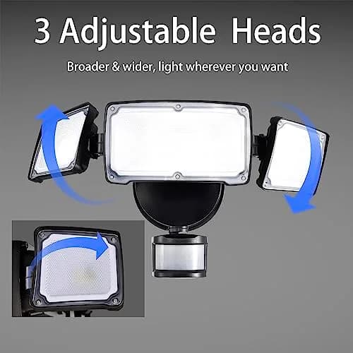 AWSENS Upgraded 3 Head LED Security Lights with Motion Sensor, 3800LM 40W 5000K Daylight White, 2-Pack Black | ETL Water Resistant Outdoor Floodlight thumbnail 3