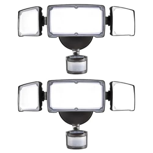 AWSENS Upgraded 3 Head LED Security Lights with Motion Sensor, 3800LM 5000K Daylight White, 40W, ETL Water Resistant, 2-Pack Bronze | Motion Activated Flood Light thumbnail 1