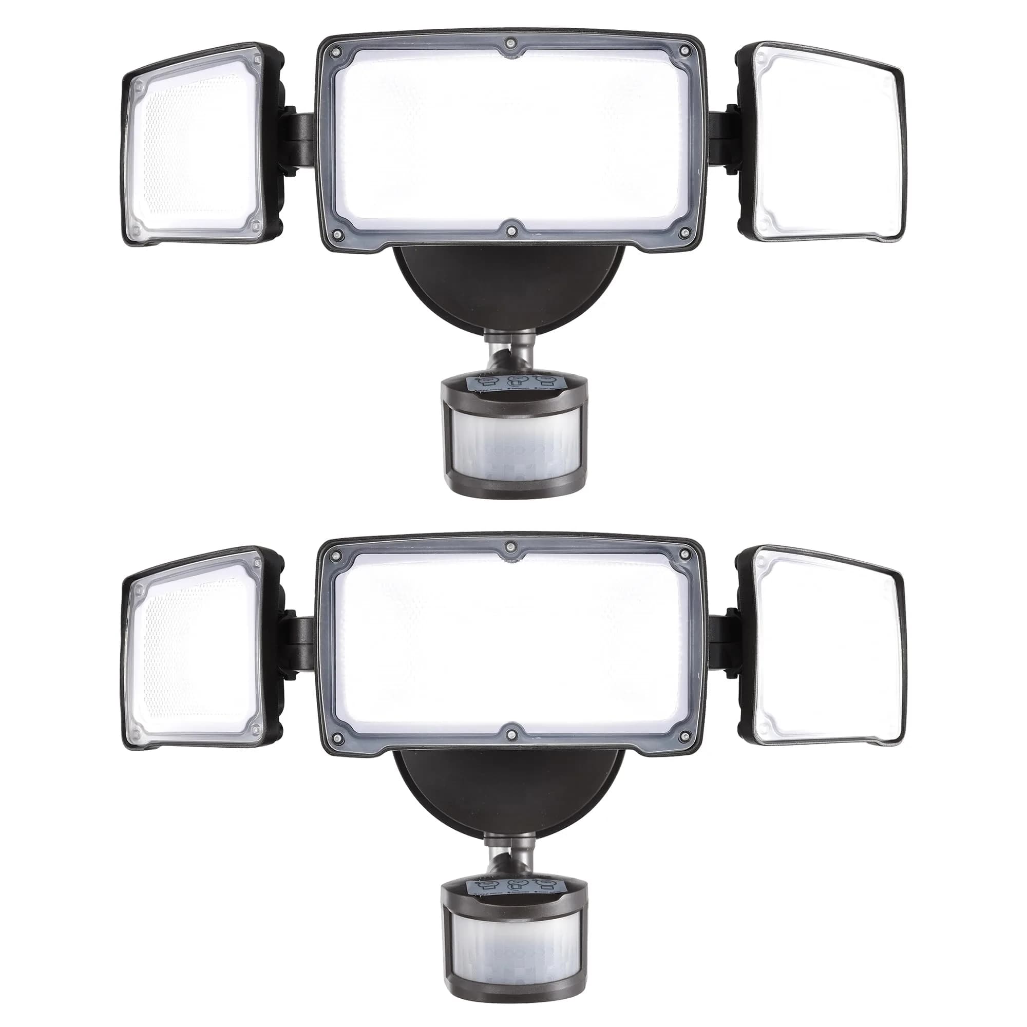 AWSENS Upgraded 3 Head LED Security Lights with Motion Sensor, 3800LM 5000K Daylight White, 40W, ETL Water Resistant, 2-Pack Bronze | Motion Activated Flood Light
