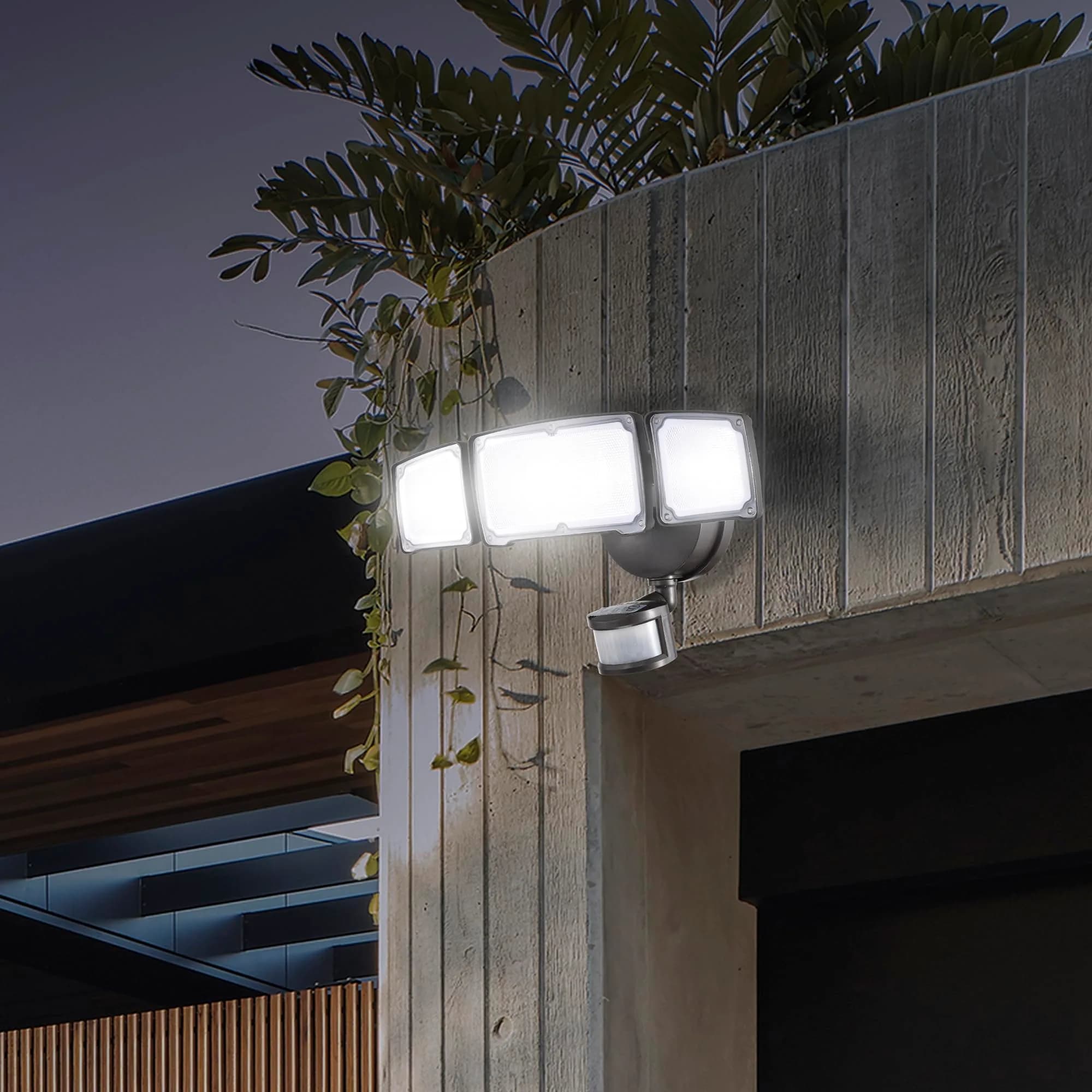 AWSENS Upgraded 3 Head LED Security Lights with Motion Sensor, 3800LM 5000K Daylight White, 40W, ETL Water Resistant, 2-Pack Bronze | Motion Activated Flood Light - view 7