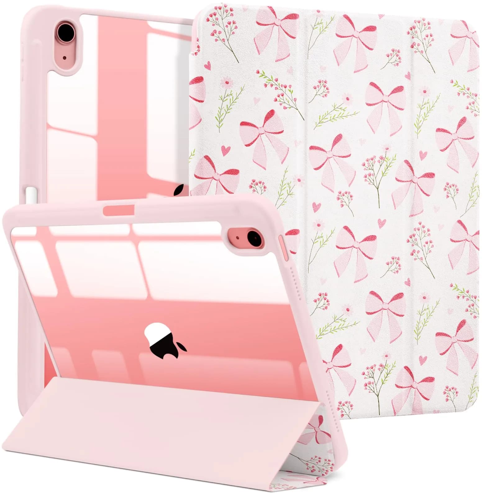 MrARTIST for iPad A16/10th Gen Case with Pencil Holder, Bow Flowers | Durable & Stylish — Bowtie