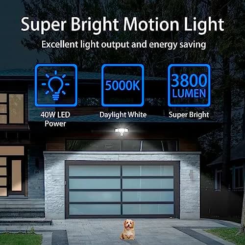AWSENS Upgraded 3 Head LED Security Lights with Motion Sensor, 3800LM 40W Daylight White, 2-Pack | ETL Water Resistant Outdoor Floodlight thumbnail 5