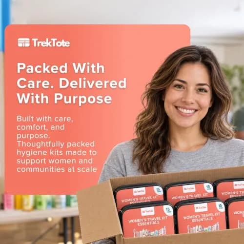 TREKTOTE Hygiene Kits Bulk 5 Pack | Women's Travel Size Toiletries for Care Packages thumbnail 8