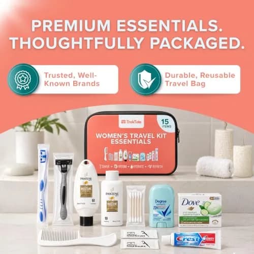 TREKTOTE Hygiene Kits Bulk 5 Pack | Women's Travel Size Toiletries for Care Packages thumbnail 3