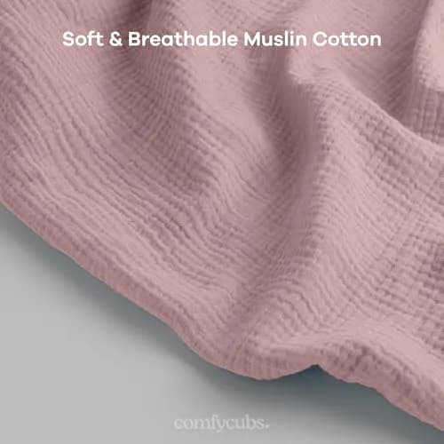 Comfy Cubs Muslin Nursing Cover Mauve | Soft & Breathable Baby Nursing Scarf with Adjustable Neck Strap - Portable, Lightweight & Privacy Breast Feeding Cover thumbnail 4