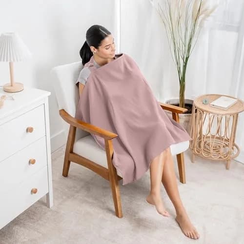 Comfy Cubs Muslin Nursing Cover Mauve | Soft & Breathable Baby Nursing Scarf with Adjustable Neck Strap - Portable, Lightweight & Privacy Breast Feeding Cover thumbnail 2