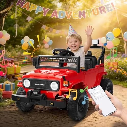 YunTopKids Kid Car 12V Ride On Toy with Remote Control, Red | 7Ah Battery, All-Terrain, Indoor & Outdoor thumbnail 7
