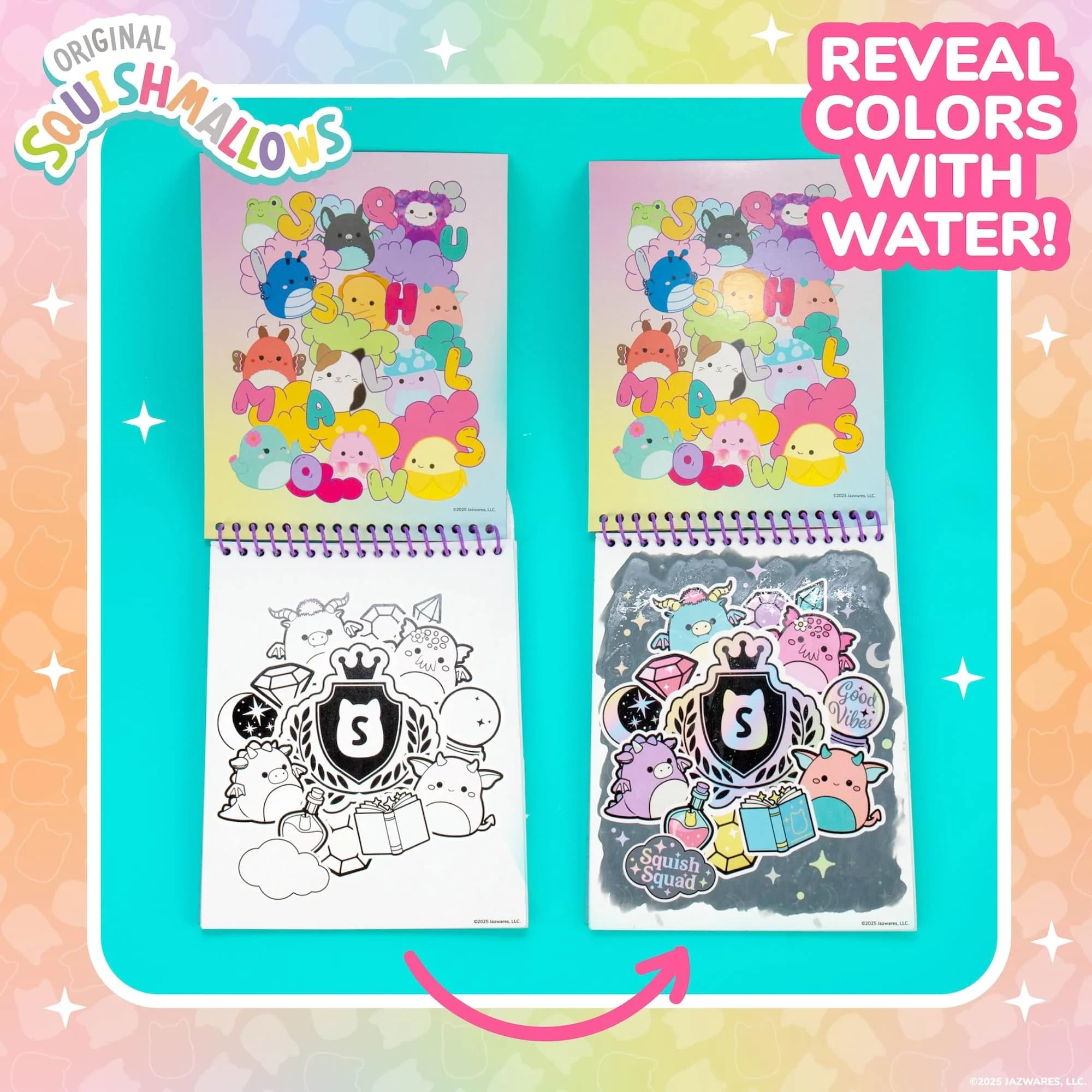 Original Squishmallows Aqua Art Pad | Mess-Free Water Reveal Art Kit (4 Pages, 6x7.5 in.) - view 3