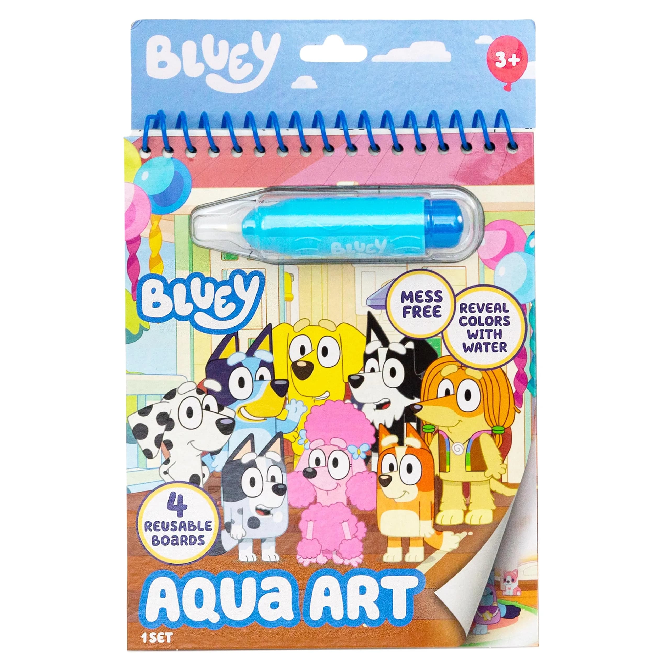 Bluey Aqua Art – Friends Forever Mess-Free Water Reveal Pad with Bluey-Shaped Brush Pen (6" x 7.5", 4 Pages) - main product image