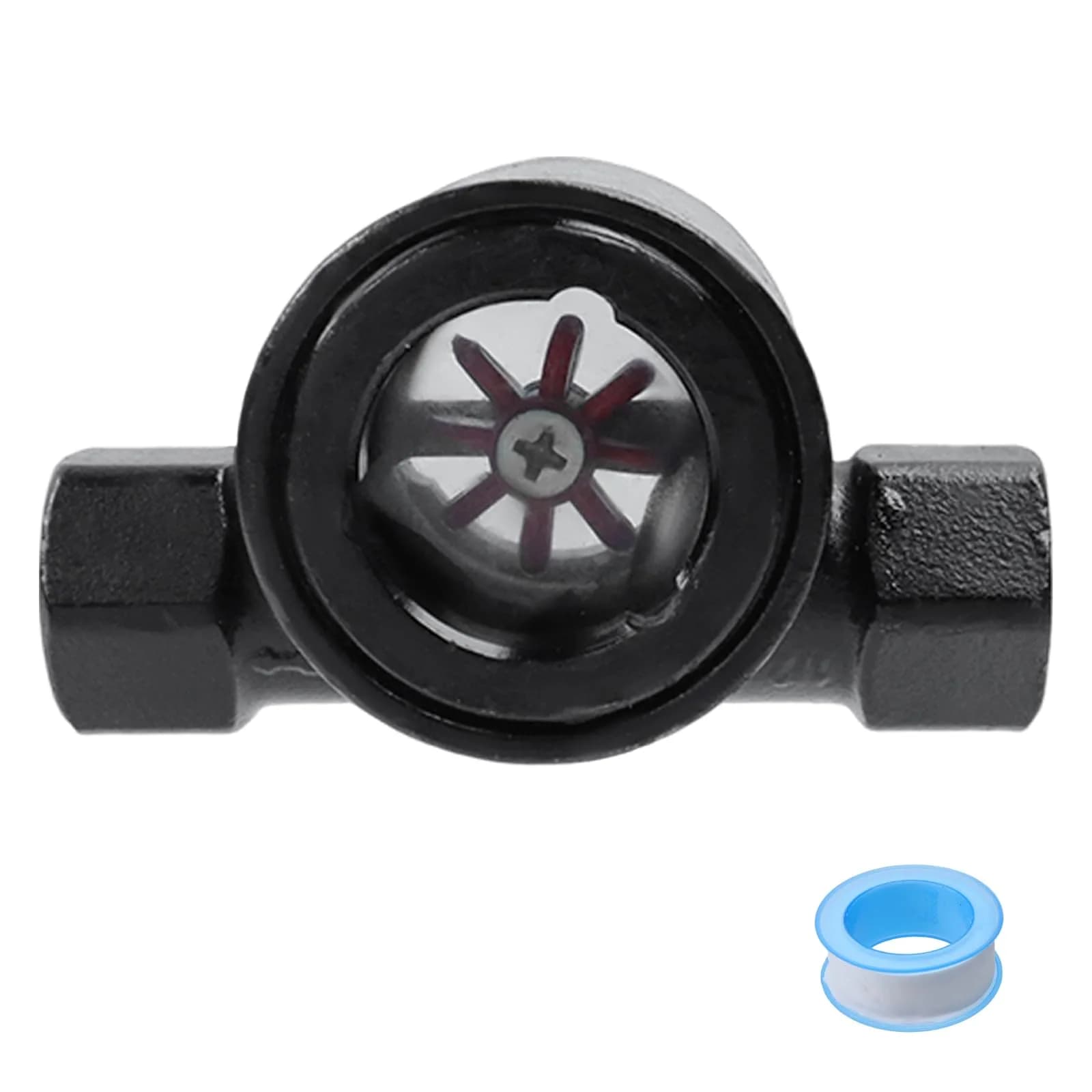 Antrader DN15 1/2" NPT Female Carbon Steel Sight Water Flow Indicator Black | Water Quality Meter for Industrial Use