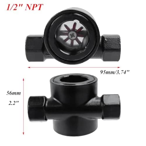 Antrader DN15 1/2" NPT Female Carbon Steel Sight Water Flow Indicator Black | Water Quality Meter for Industrial Use thumbnail 3