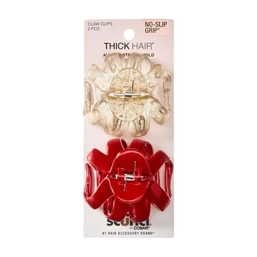 Scunci by Conair Octopus Claw Clip Set | Gold Glitter & Red, 2 Count thumbnail 1