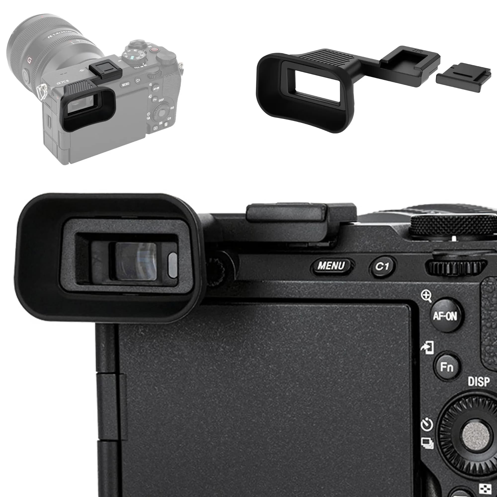 Kiorafoto Upgraded Eyecup for Sony A7C II A7CR 3.7cm (1.5in) | Built-in Cold Shoe Mount