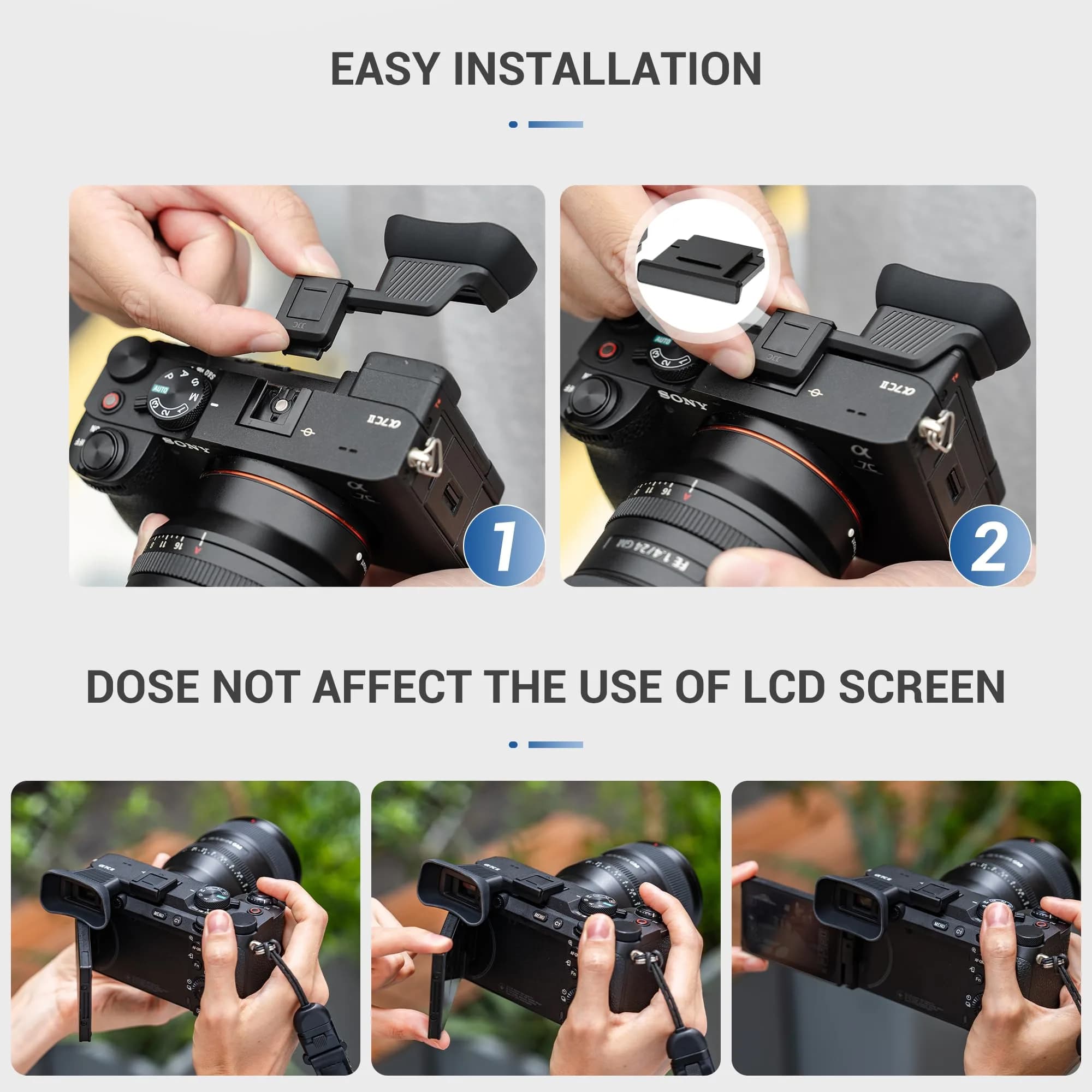 Kiorafoto Upgraded Eyecup for Sony A7C II A7CR 3.7cm (1.5in) | Built-in Cold Shoe Mount - view 3