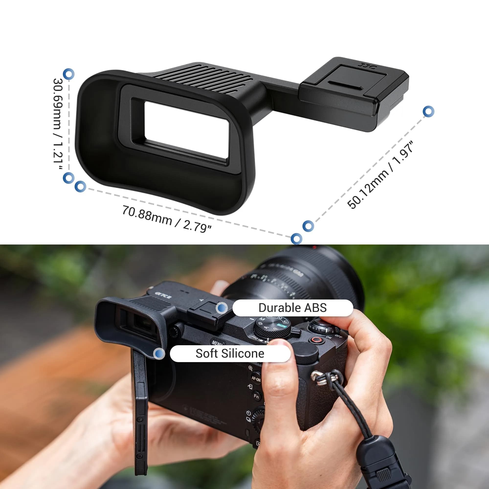 Kiorafoto Upgraded Eyecup for Sony A7C II A7CR 3.7cm (1.5in) | Built-in Cold Shoe Mount - view 4