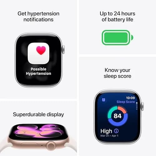 Apple Watch Series 11 GPS + Cellular 42mm Gold Titanium Smartwatch with Light Blush Sport Band | Health Monitoring & Hypertension Alerts thumbnail 2