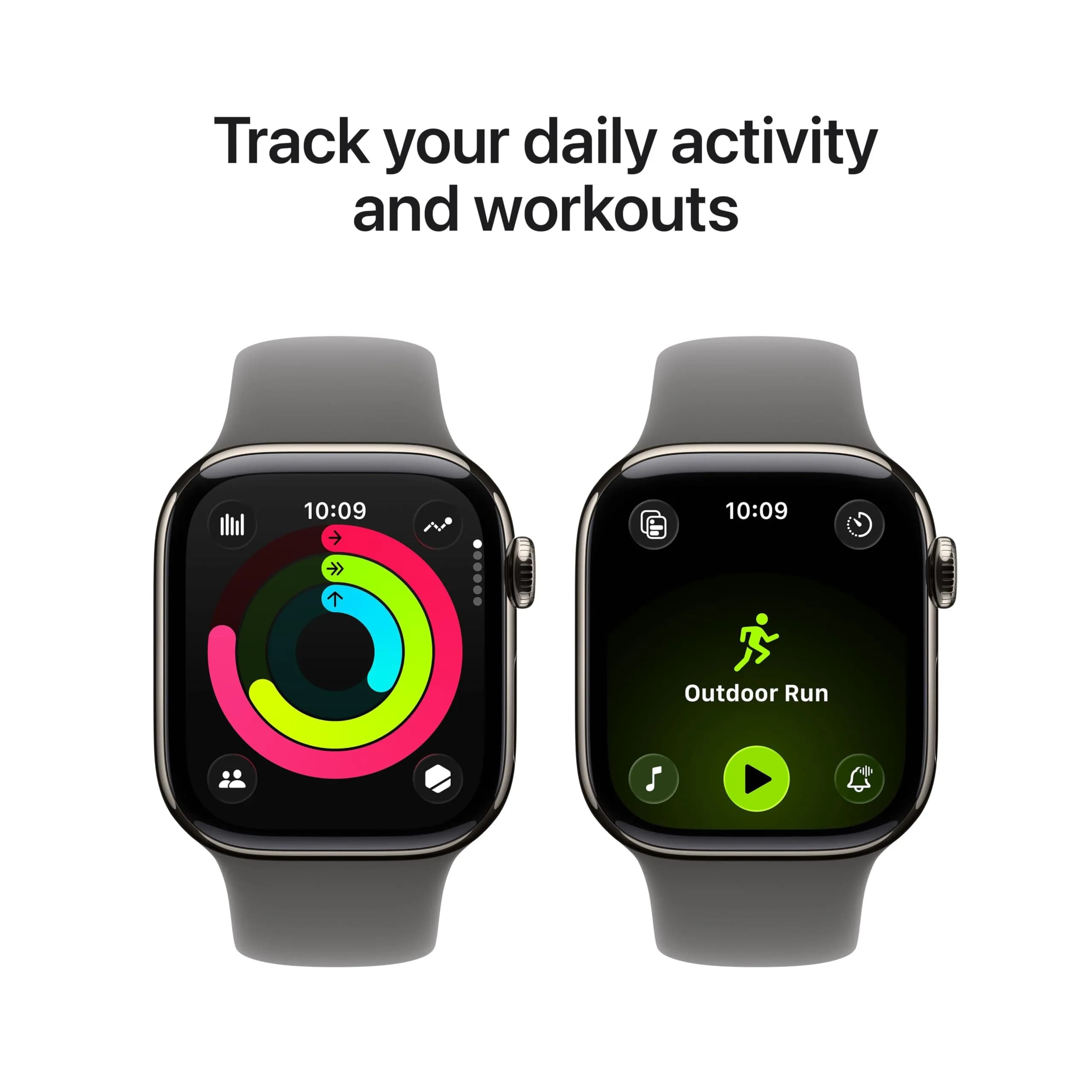 Apple Watch Series 11 [GPS + Cellular 42mm] Smartwatch with Natural Titanium Case and Stone Grey Sport Band, S/M - view 3