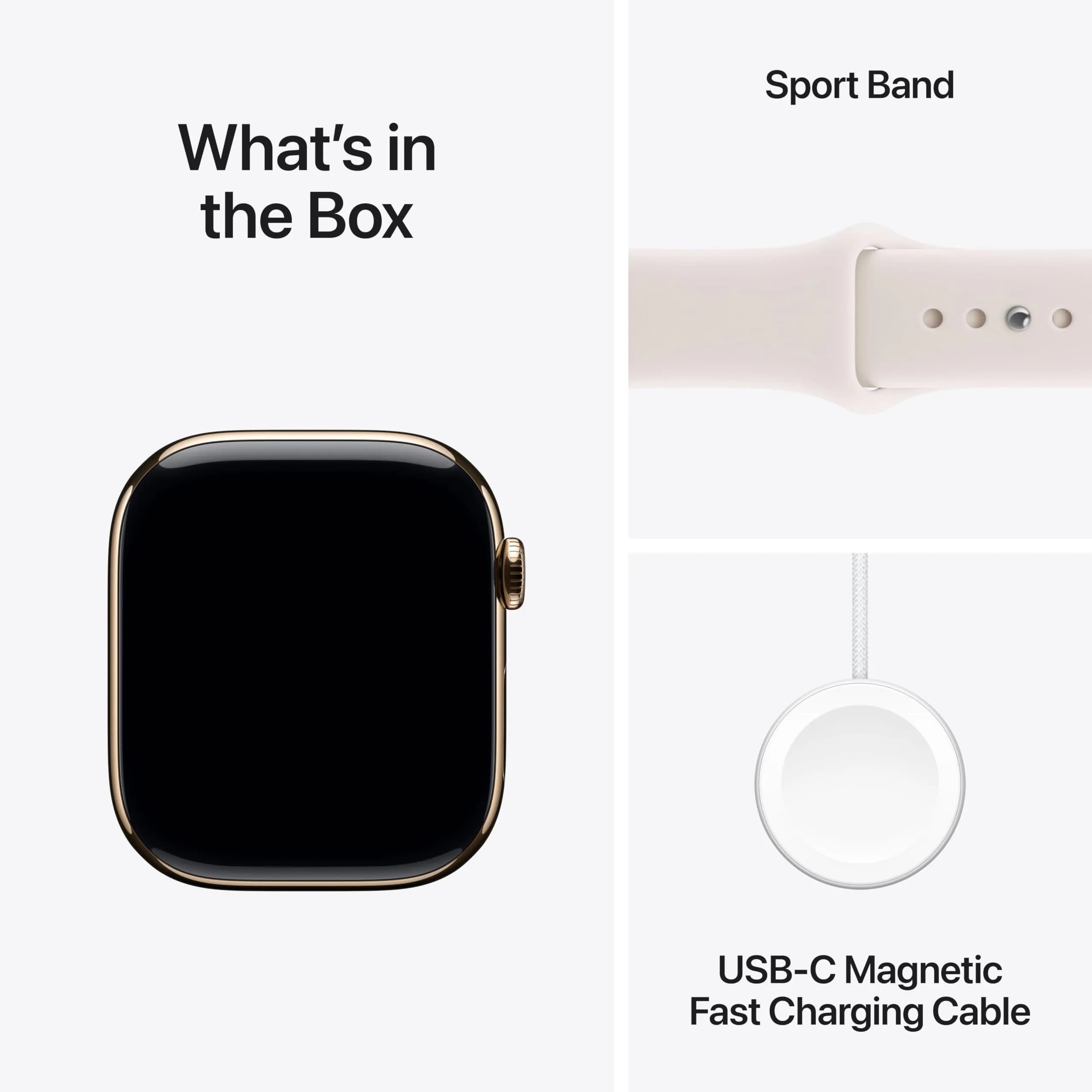 Apple Watch Series 11 GPS + Cellular 46mm Smartwatch | Gold Titanium Case with Light Blush Sport Band - view 6