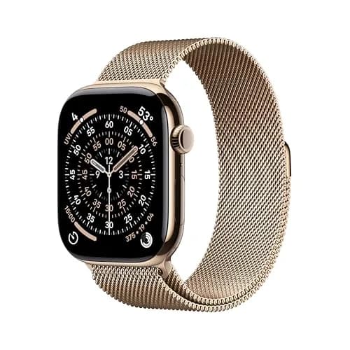 Apple Watch Series 11 GPS + Cellular 46mm Gold Titanium Smartwatch with Gold Milanese Loop | Health Monitoring & Fitness Tracking - main product image