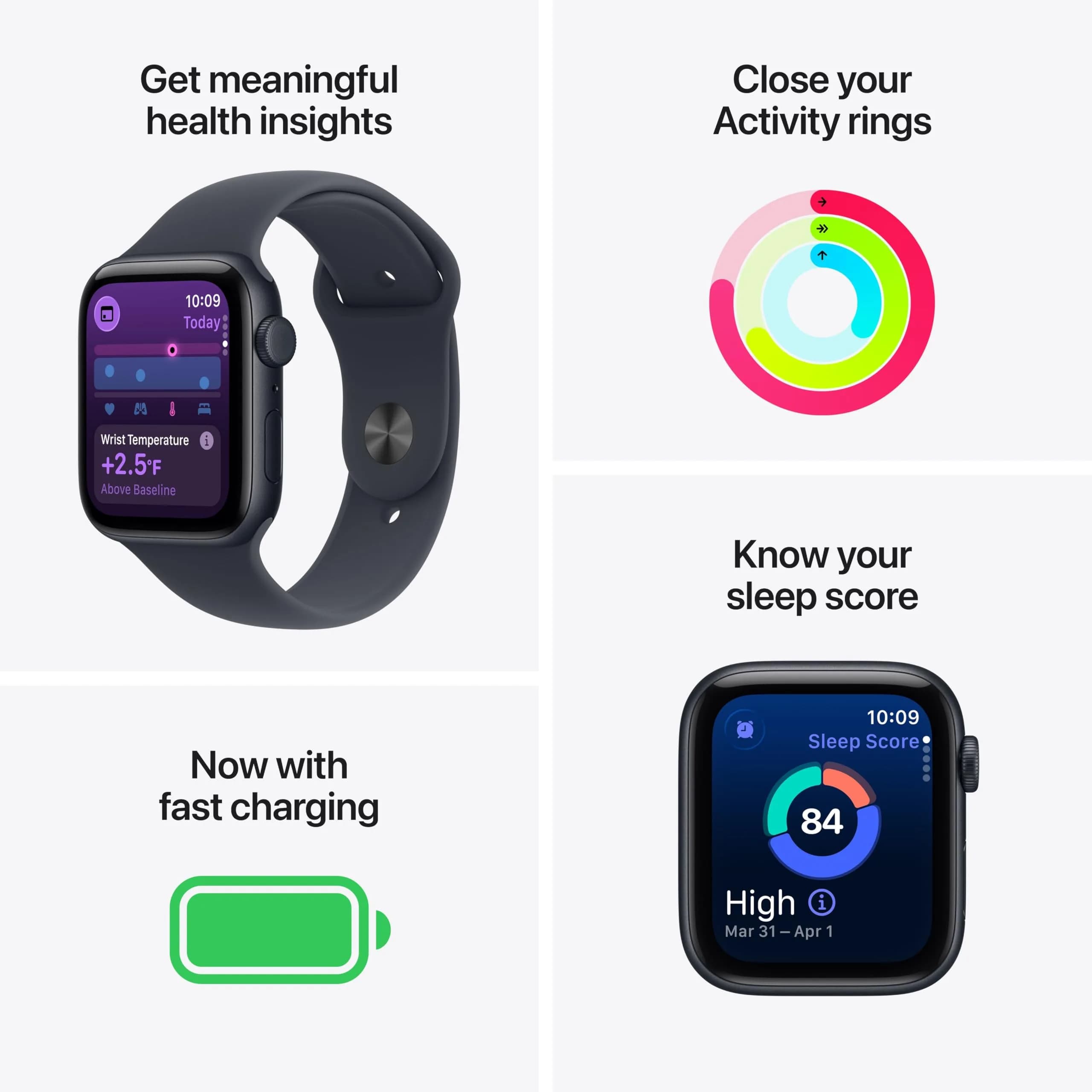 Apple Watch SE 3 GPS + Cellular 44mm Midnight Aluminium Smartwatch with Midnight Sport Band | Fitness & Sleep Tracking - view 2